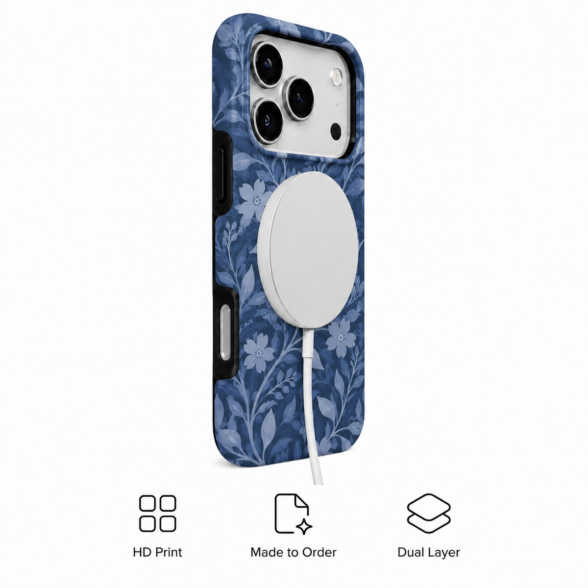 Midnight Petals | Blue Watercolor Floral Phone Case