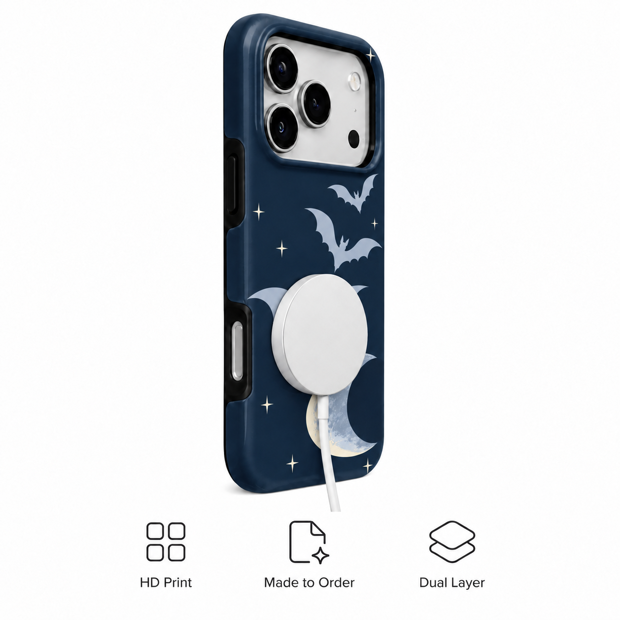 Midnight Flight | Moon & Bats Phone Case