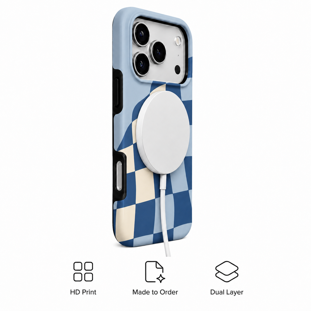 Blue Check Wave | Wavy Checkerboard Phone Case