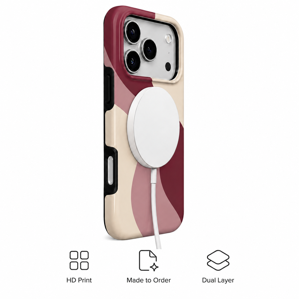 Merlot Flow | Burgundy Retro Wave Phone Case