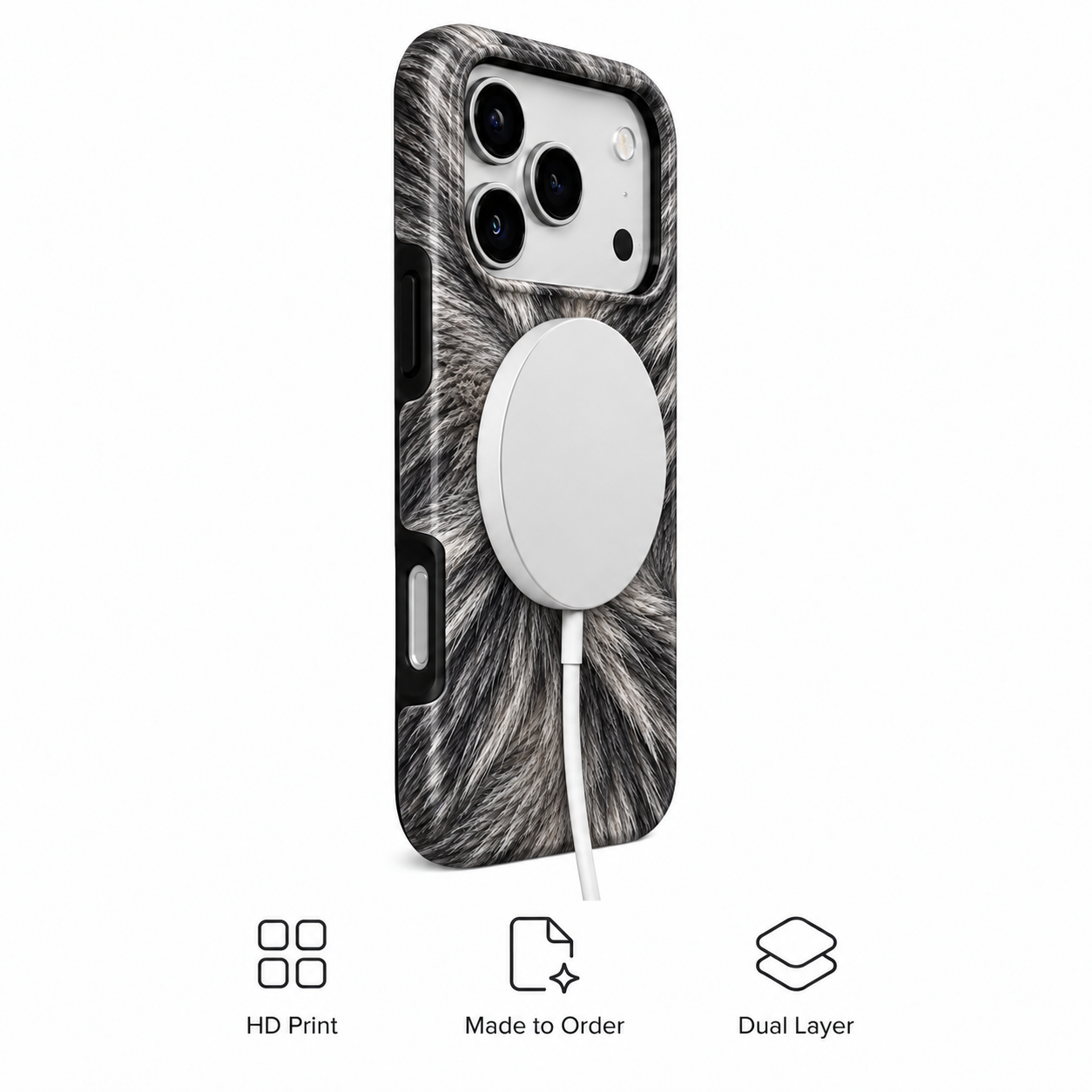 Wolf Whorl | Silver Fur-Print Phone Case