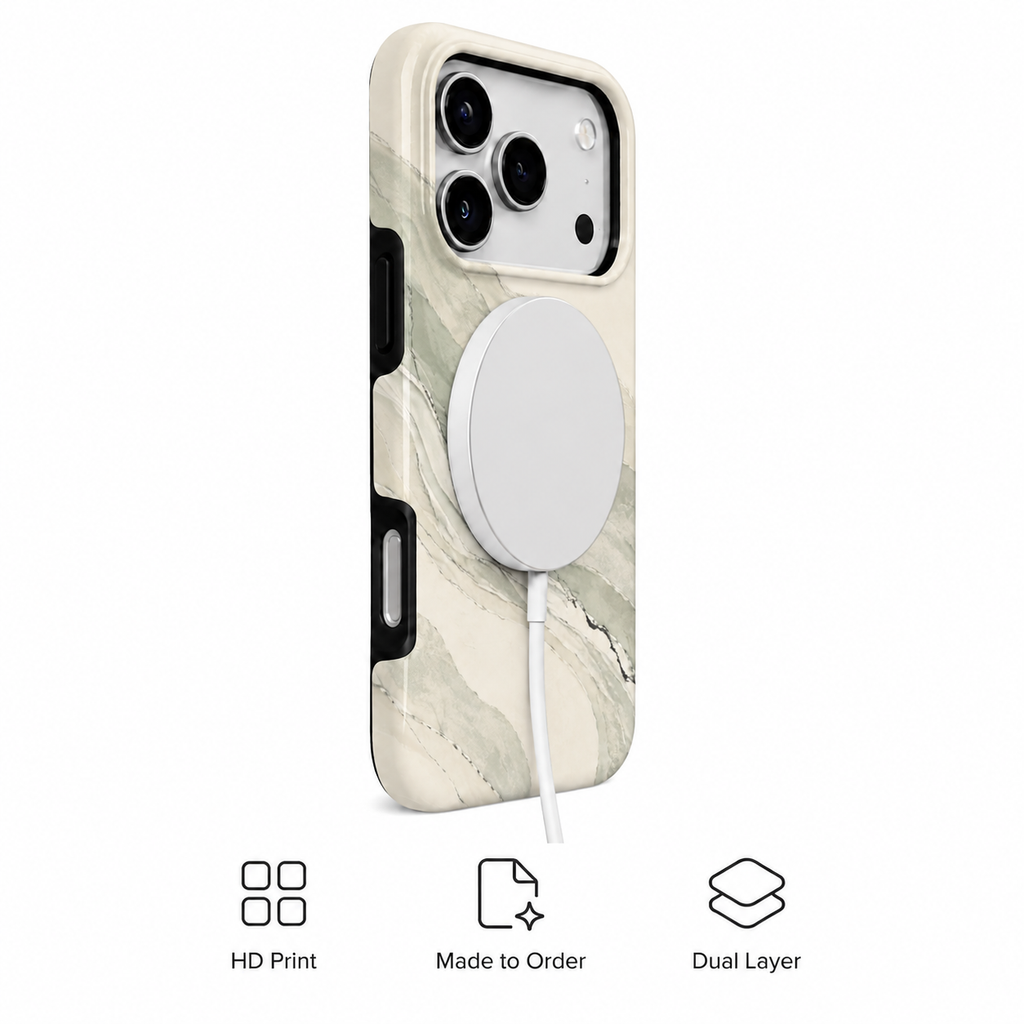Sage Drift | Cream & Green Marble Phone Case