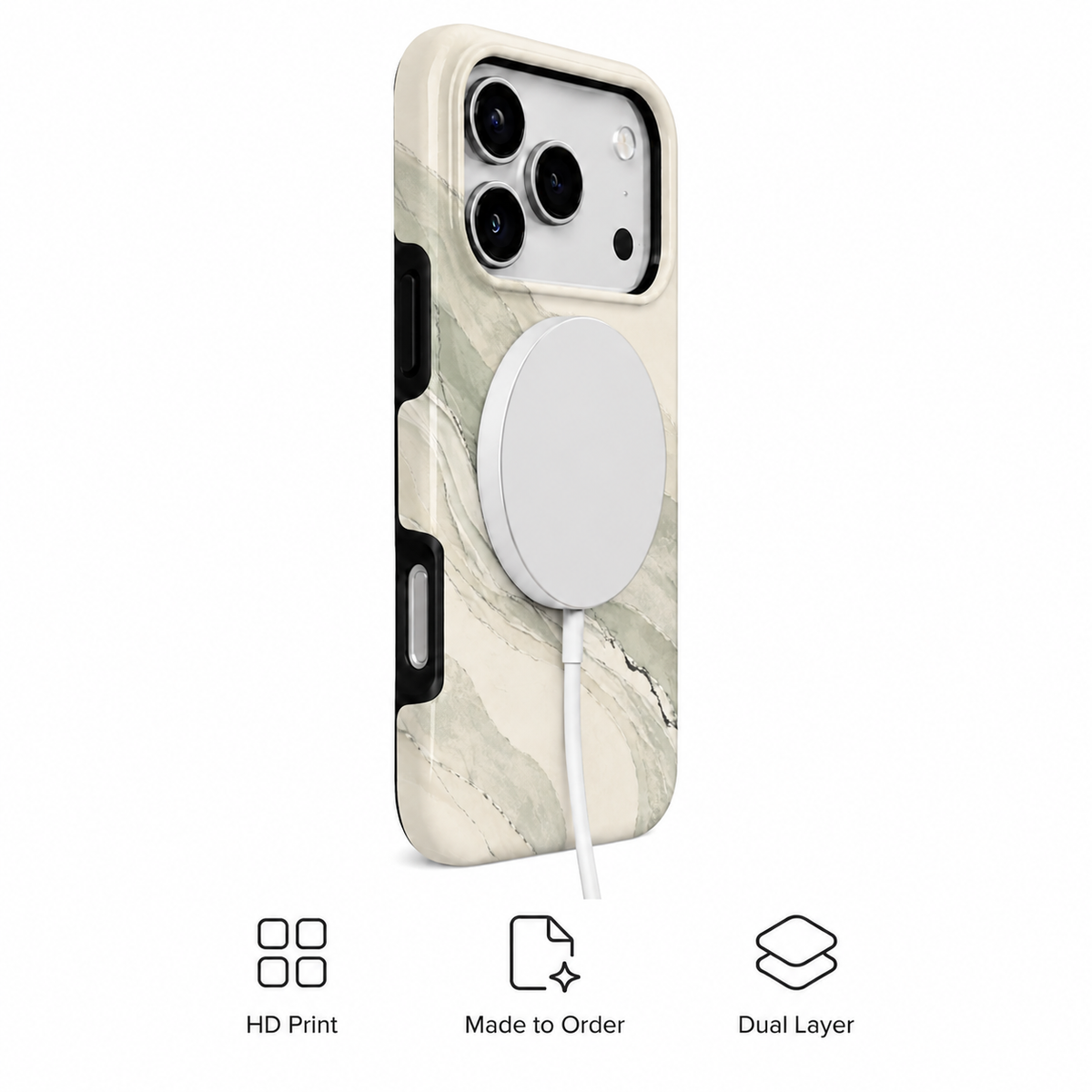 Sage Drift | Cream & Green Marble Phone Case