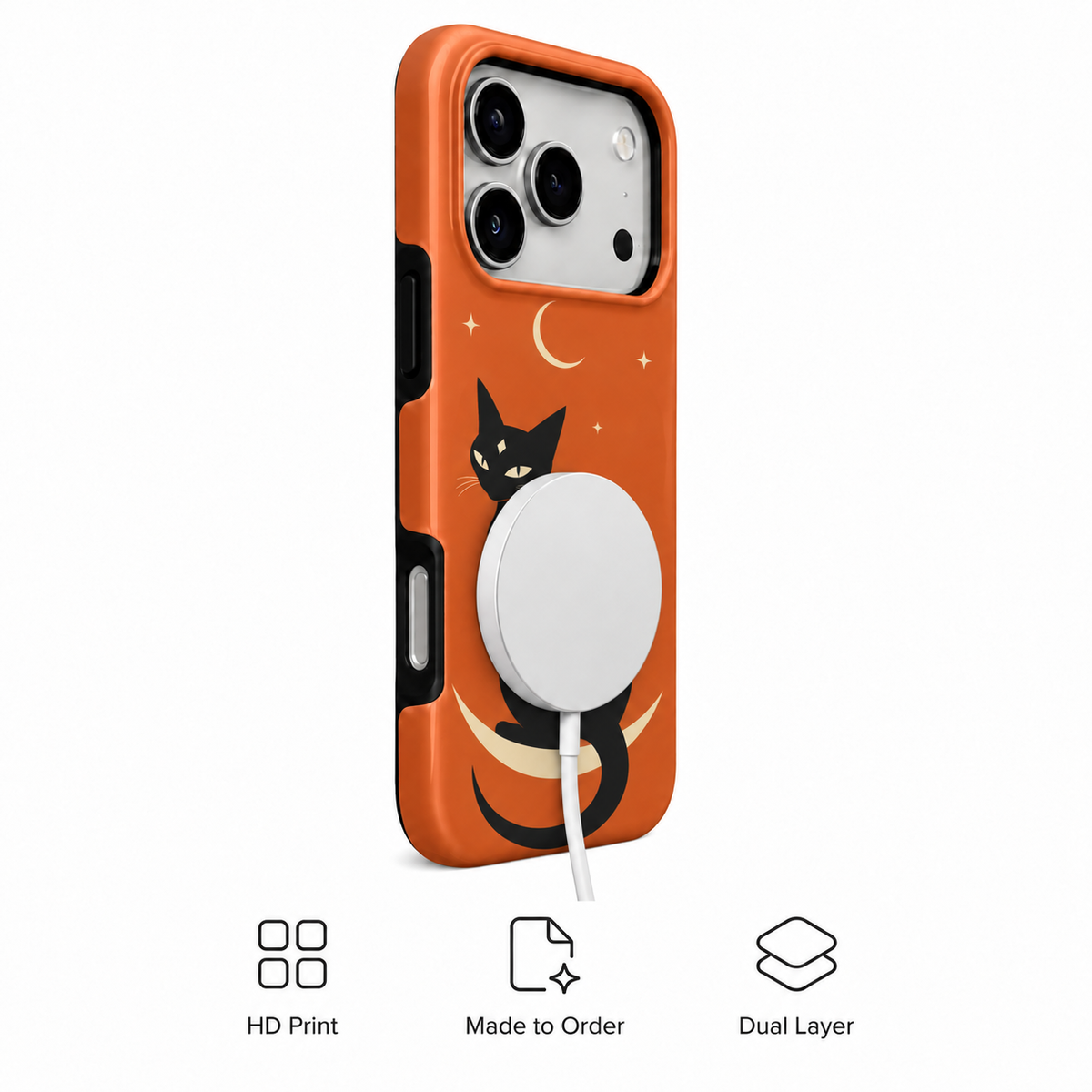 Crescent Cat | Black Cat Halloween Phone Case