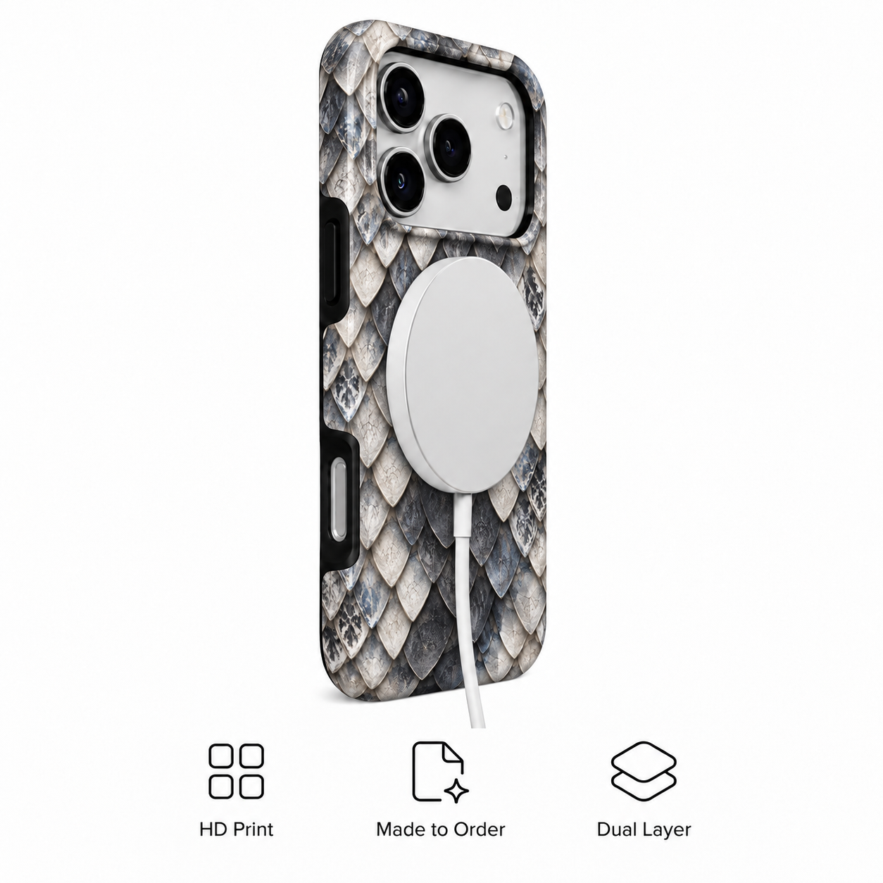 Silver Plume | Layered Scale Phone Case