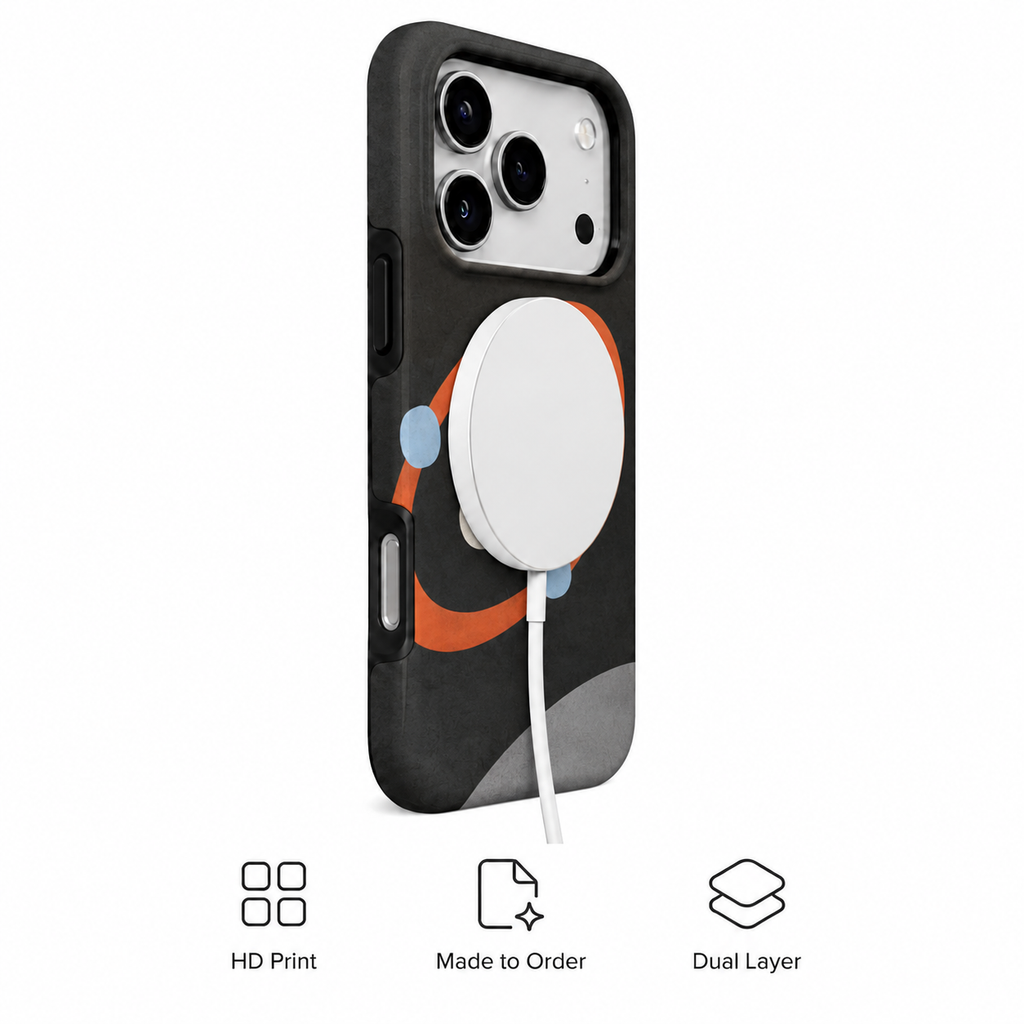 Signal Orbit | Black Abstract Phone Case
