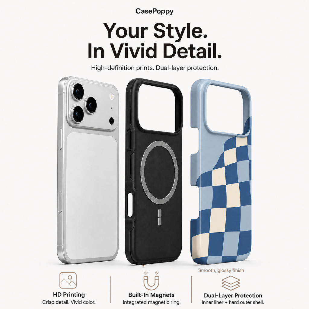 Blue Check Wave | Wavy Checkerboard Phone Case