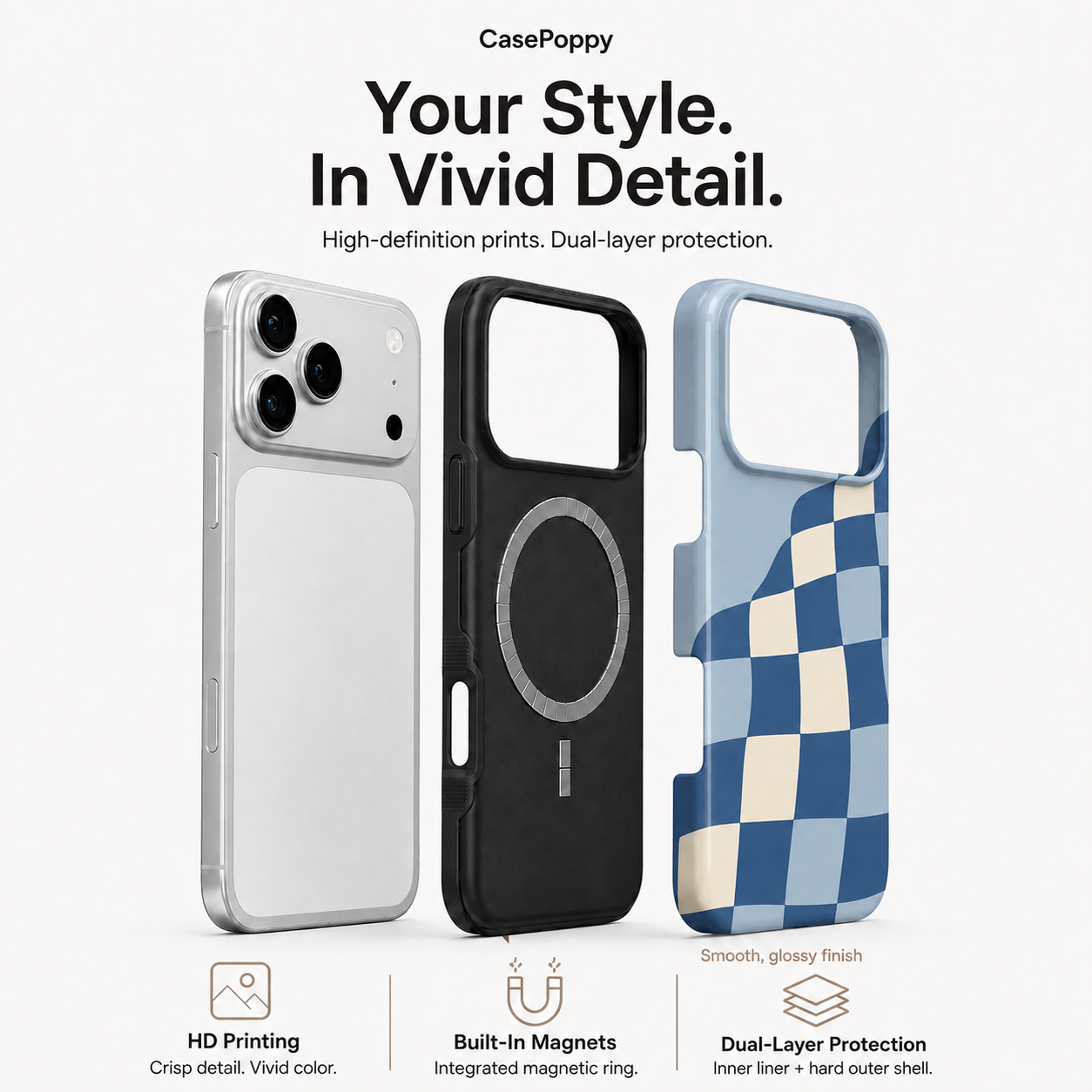 Blue Check Wave | Wavy Checkerboard Phone Case