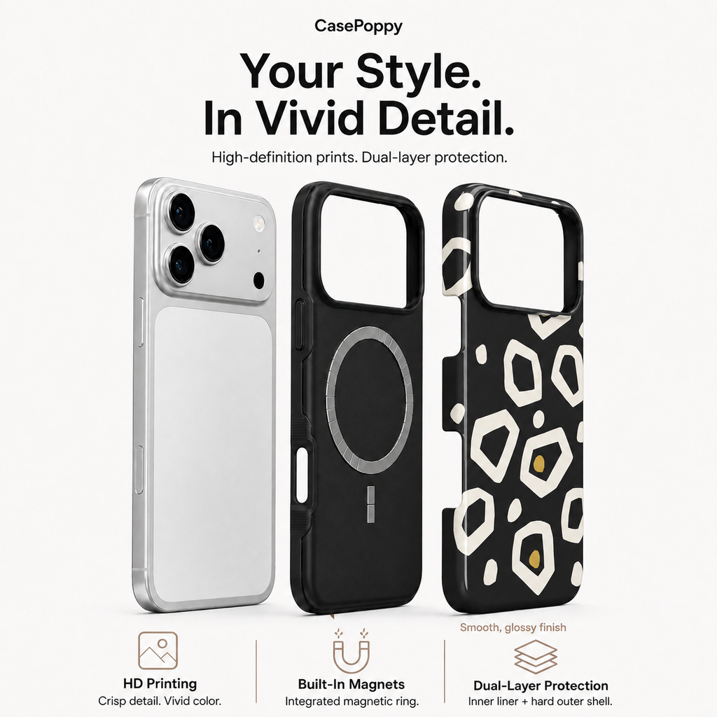 Night Pebbles | Black Geometric Phone Case