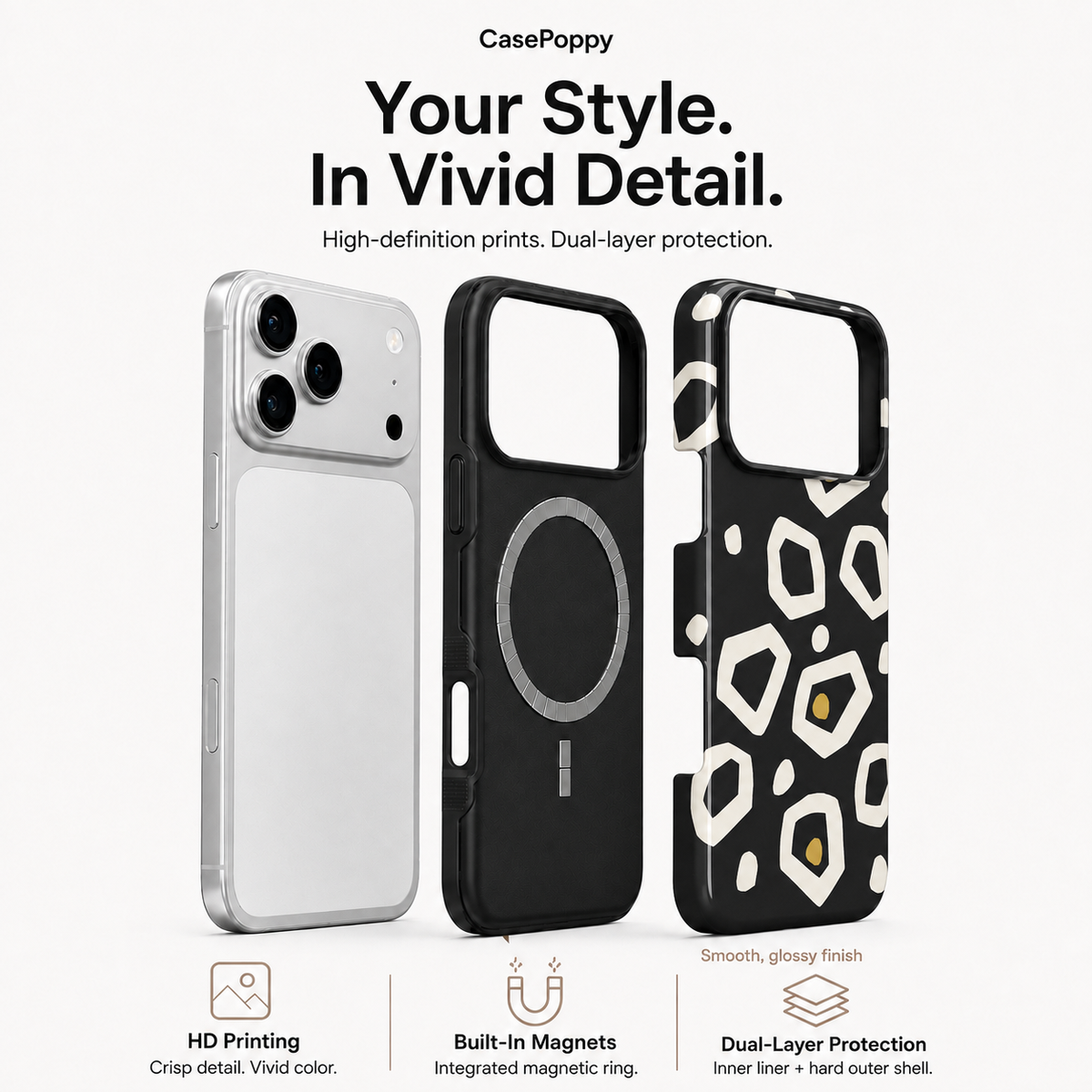 Night Pebbles | Black Geometric Phone Case