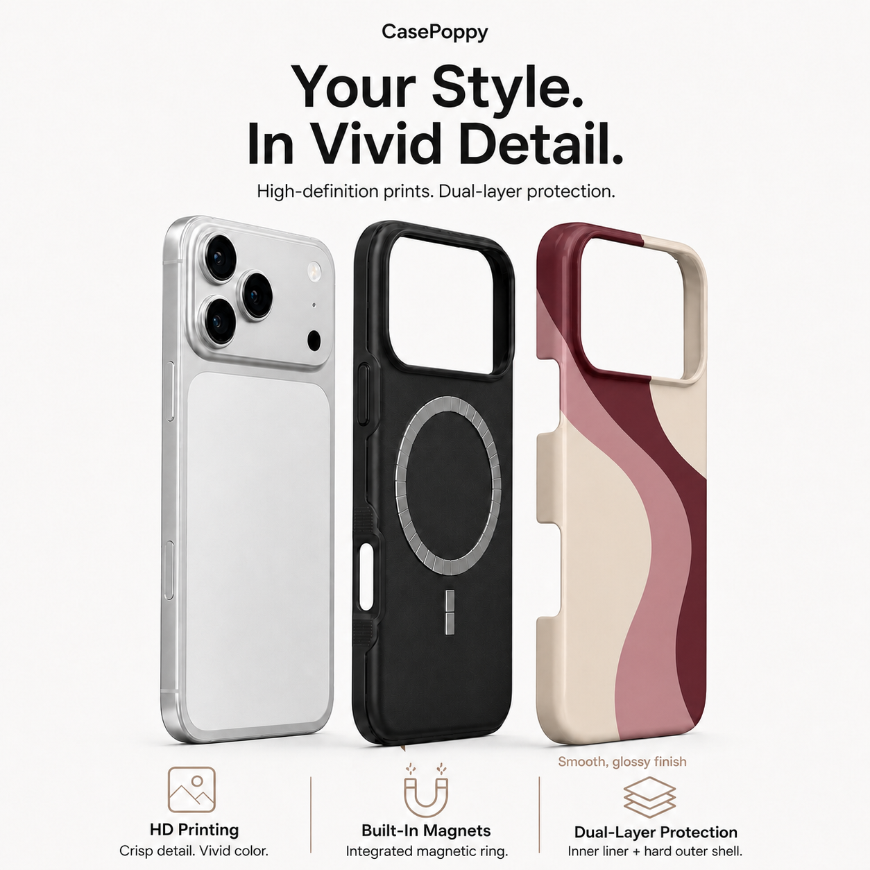 Merlot Flow | Burgundy Retro Wave Phone Case