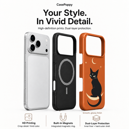 Crescent Cat | Black Cat Halloween Phone Case