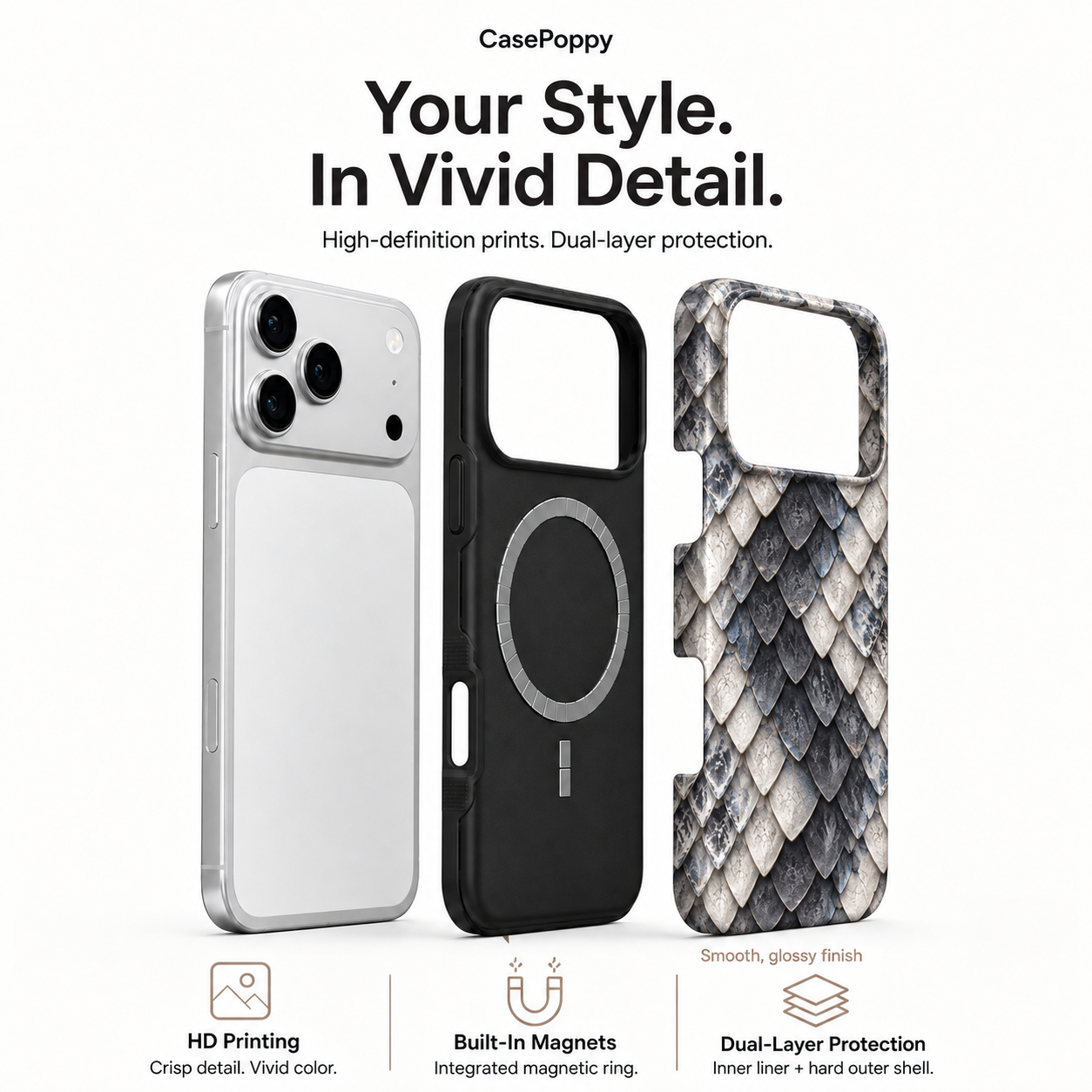 Silver Plume | Layered Scale Phone Case