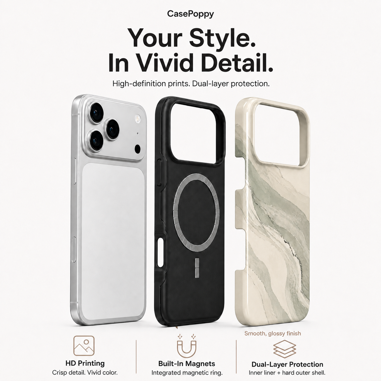 Sage Drift | Cream & Green Marble Phone Case