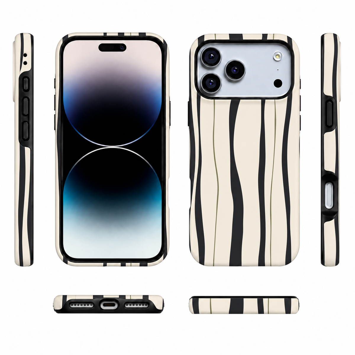 Inkline | Black & Cream Stripe Phone Case
