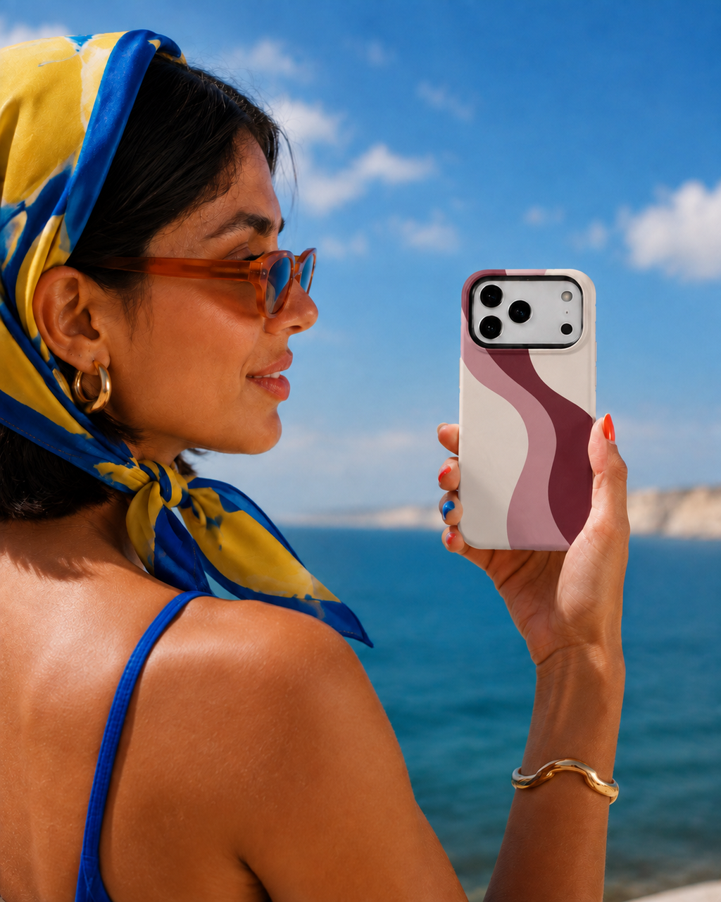 Merlot Flow | Burgundy Retro Wave Phone Case