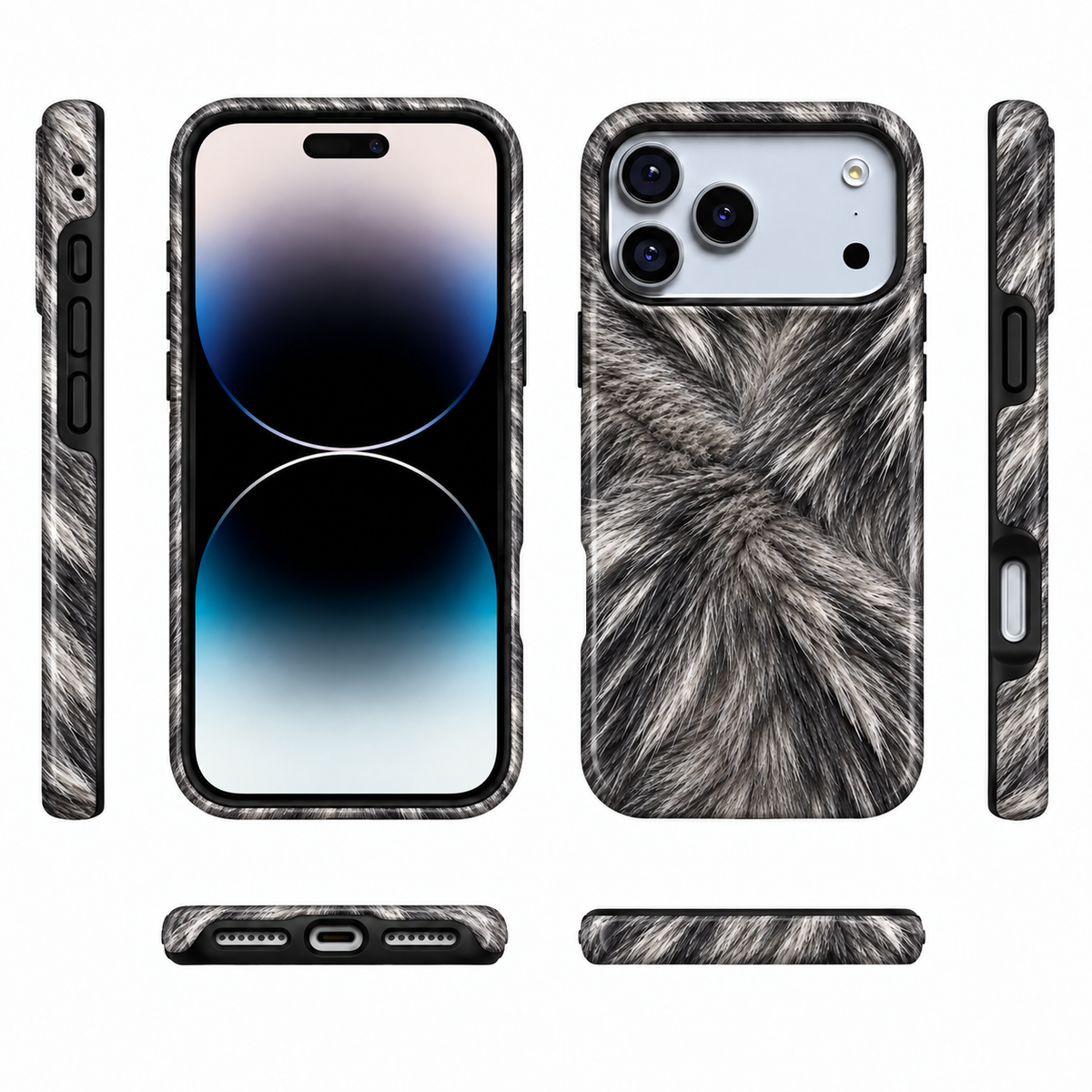 Wolf Whorl | Silver Fur-Print Phone Case
