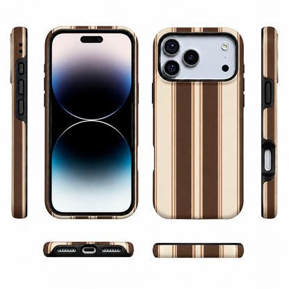Cocoa Lines | Brown Retro Stripe Phone Case