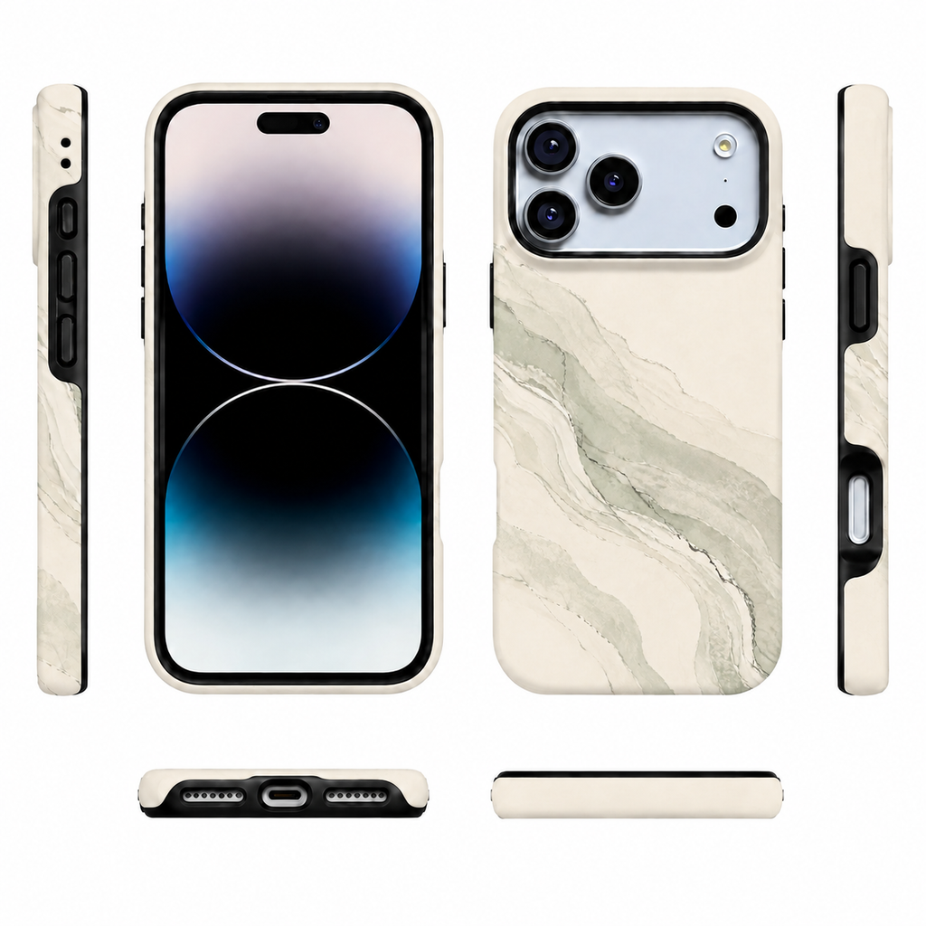 Sage Drift | Cream & Green Marble Phone Case