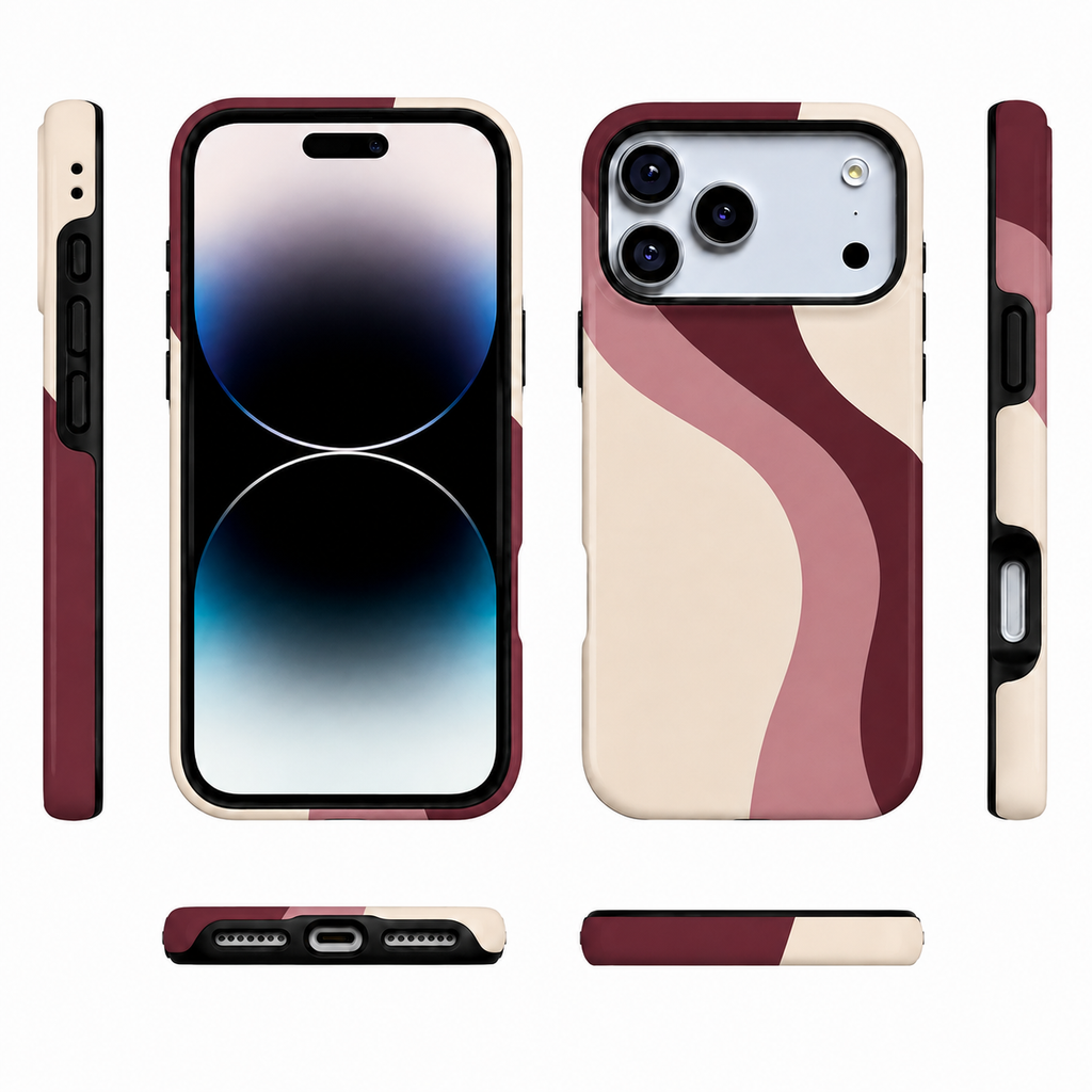 Merlot Flow | Burgundy Retro Wave Phone Case