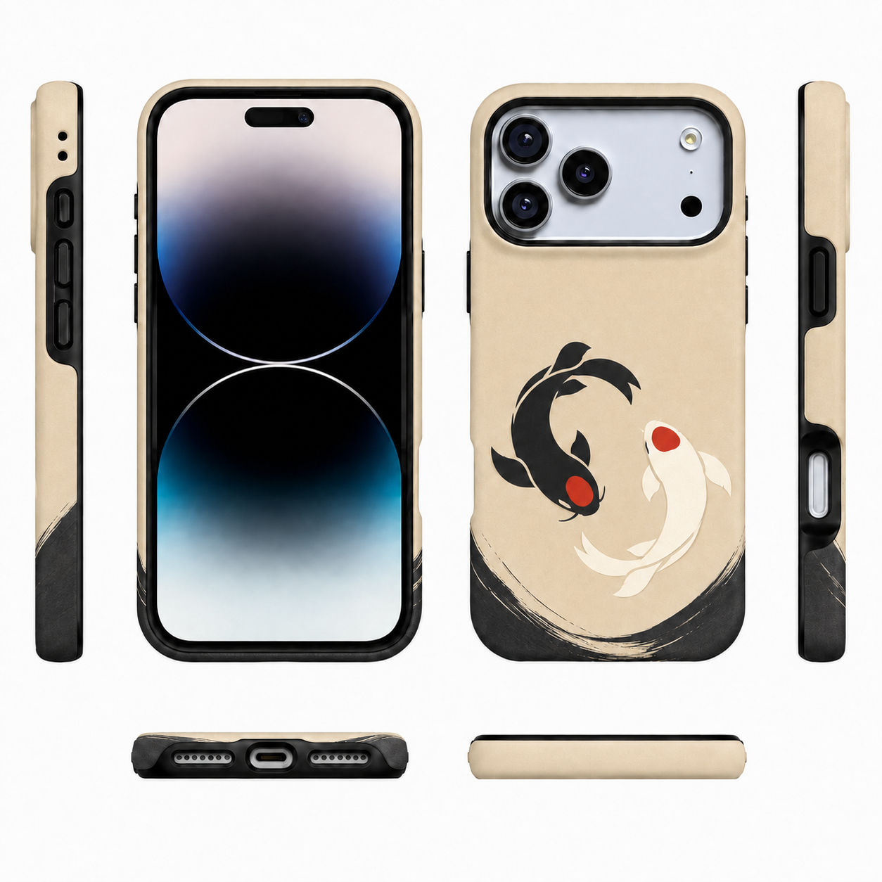 Koi Balance | Black & Ivory Fish Phone Case