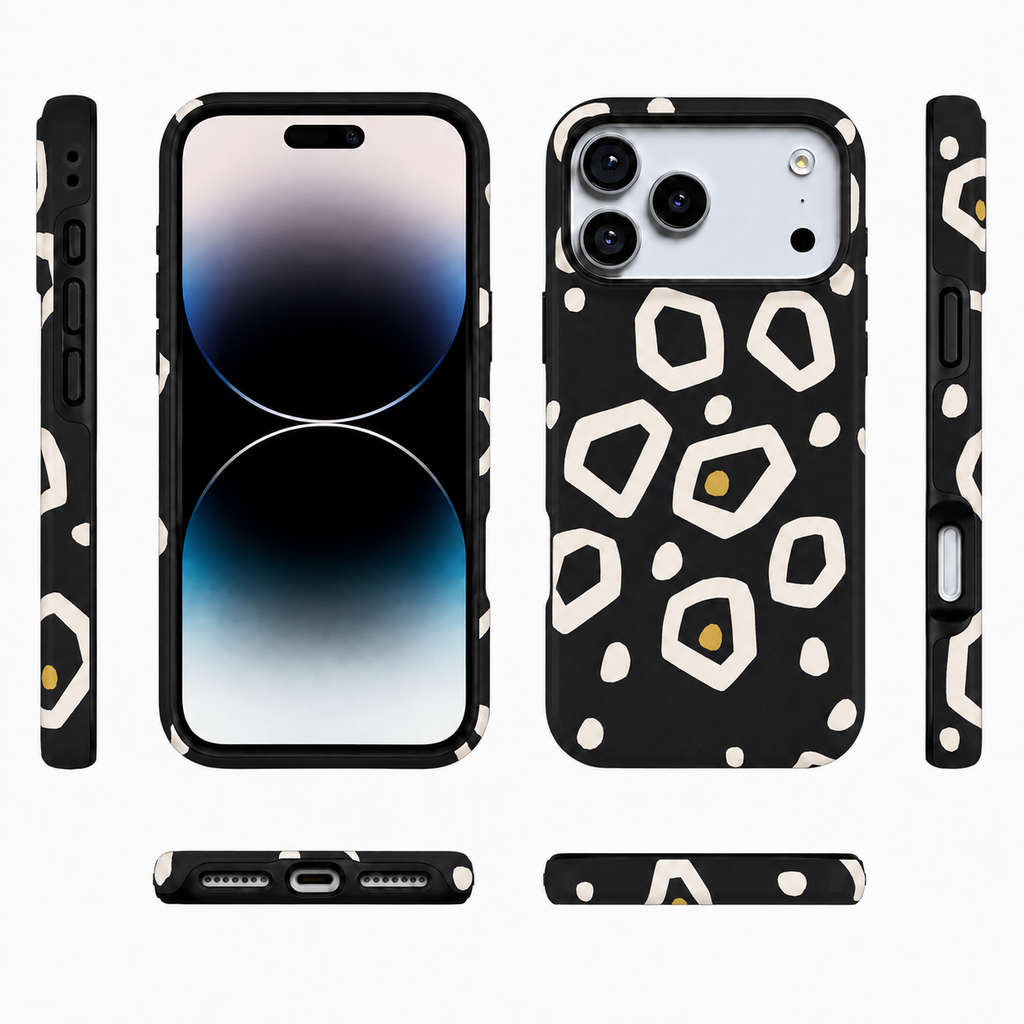 Night Pebbles | Black Geometric Phone Case
