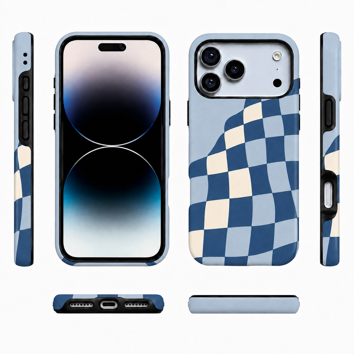 Blue Check Wave | Wavy Checkerboard Phone Case