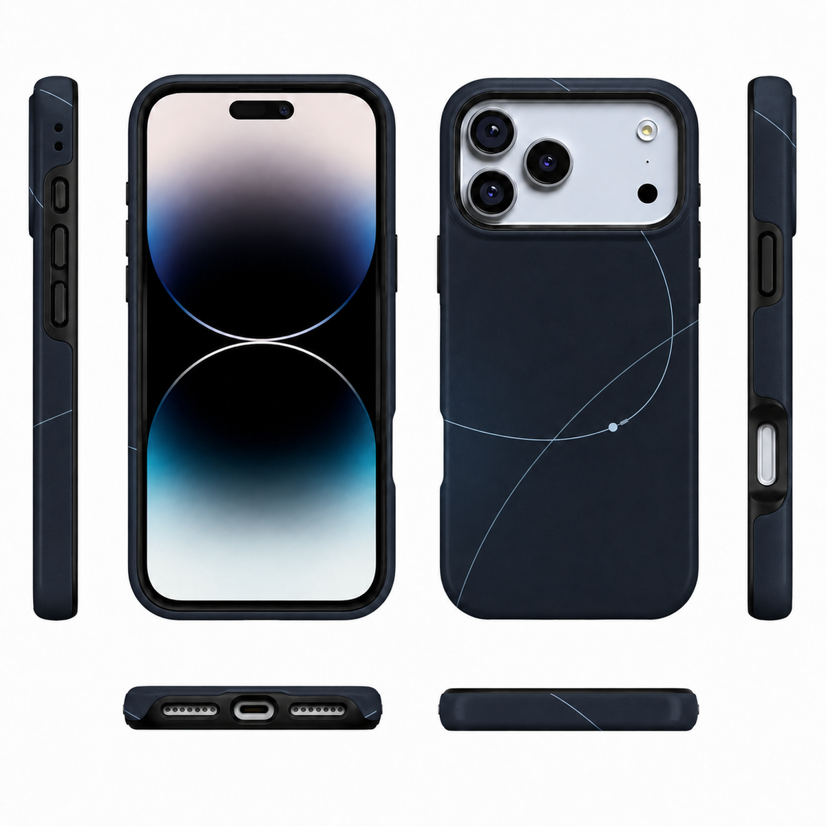 Midnight Orbit | Navy Minimal Line Phone Case