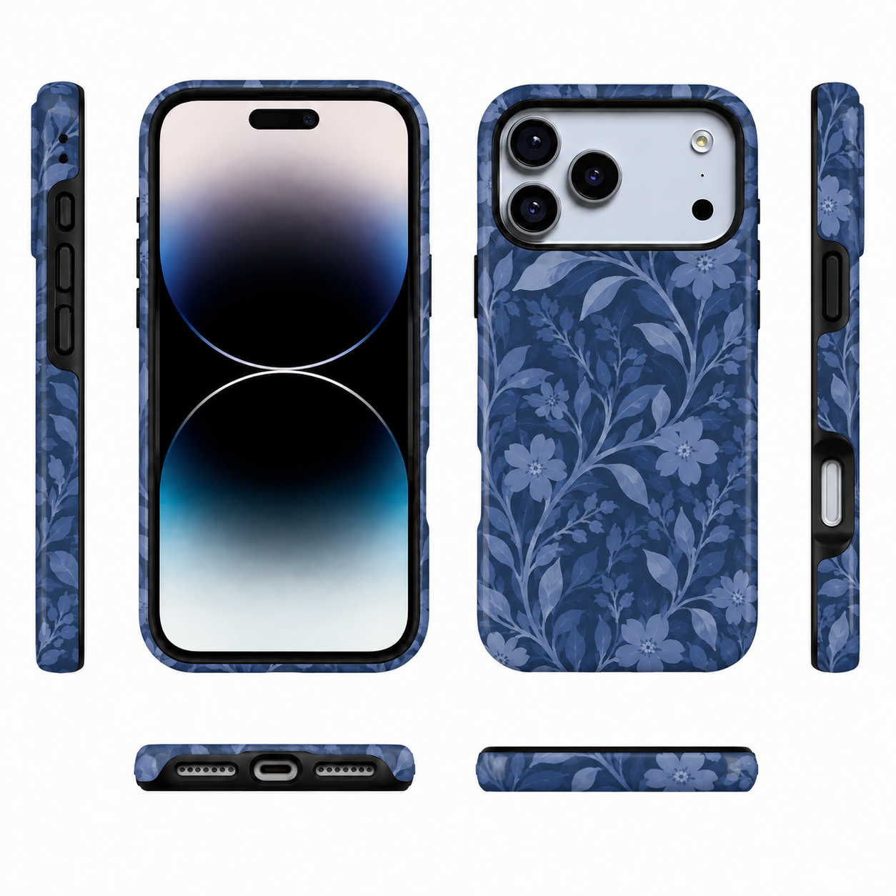 Midnight Petals | Blue Watercolor Floral Phone Case