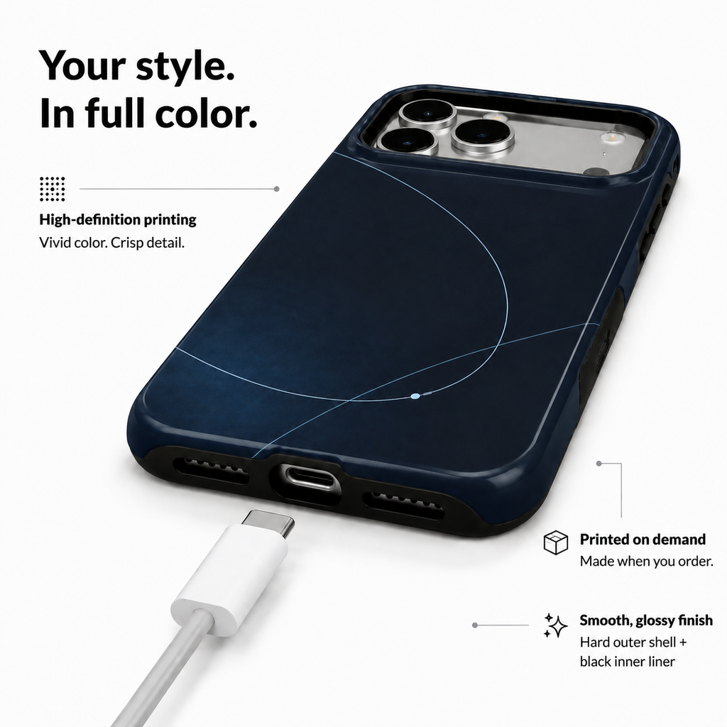 Midnight Orbit | Navy Minimal Line Phone Case