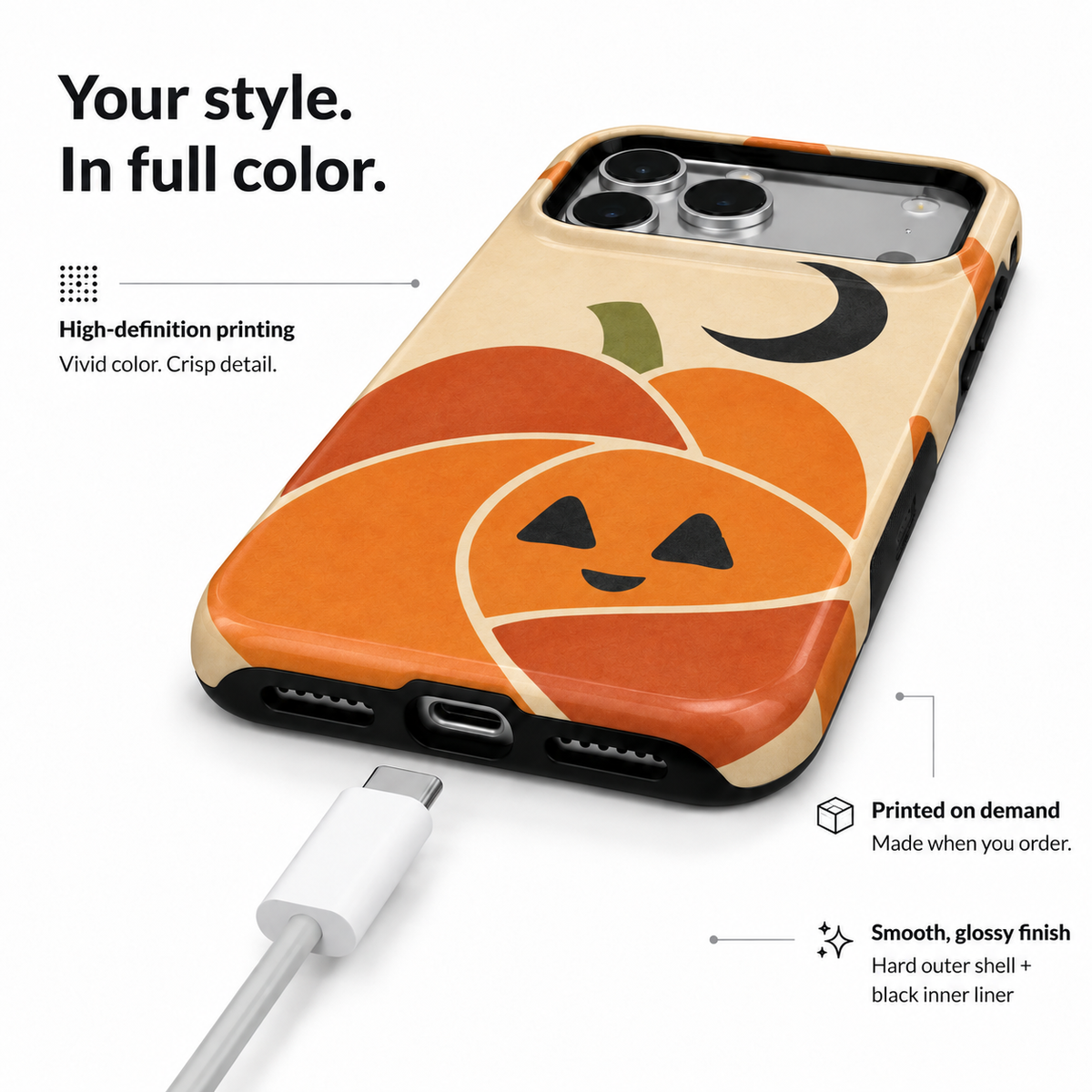 Pumpkin Moon | Geometric Jack-o'-Lantern Phone Case