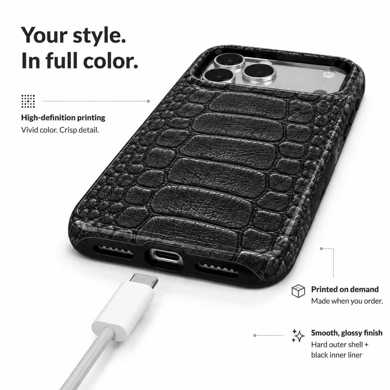 Black Bayou | Crocodile Texture Phone Case