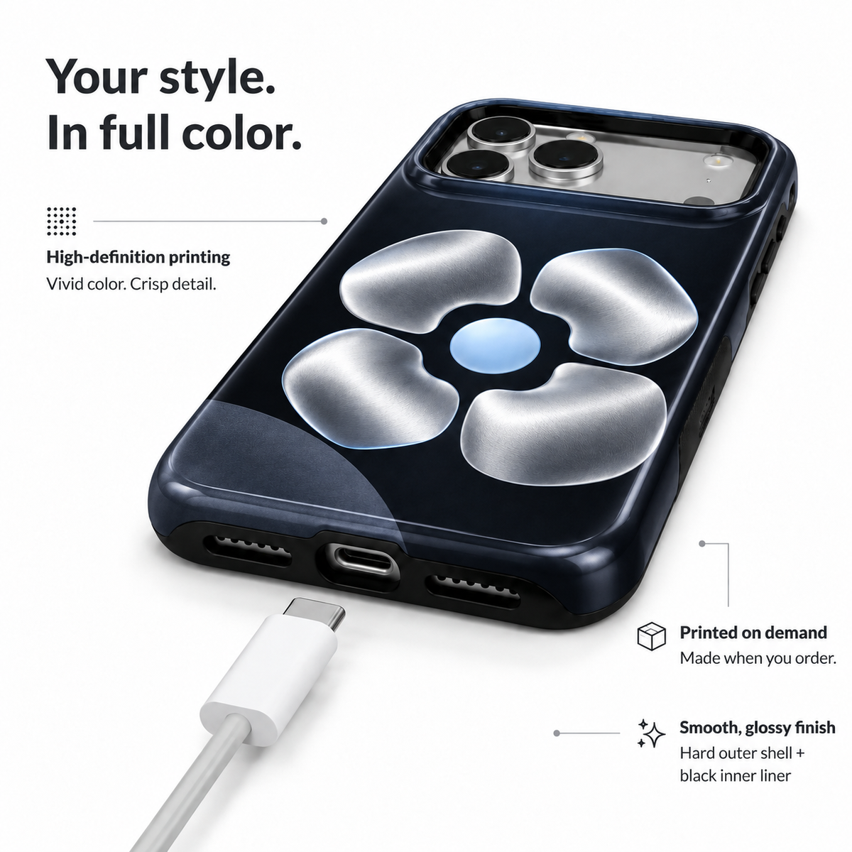 Chrome Bloom | Metallic Floral Phone Case