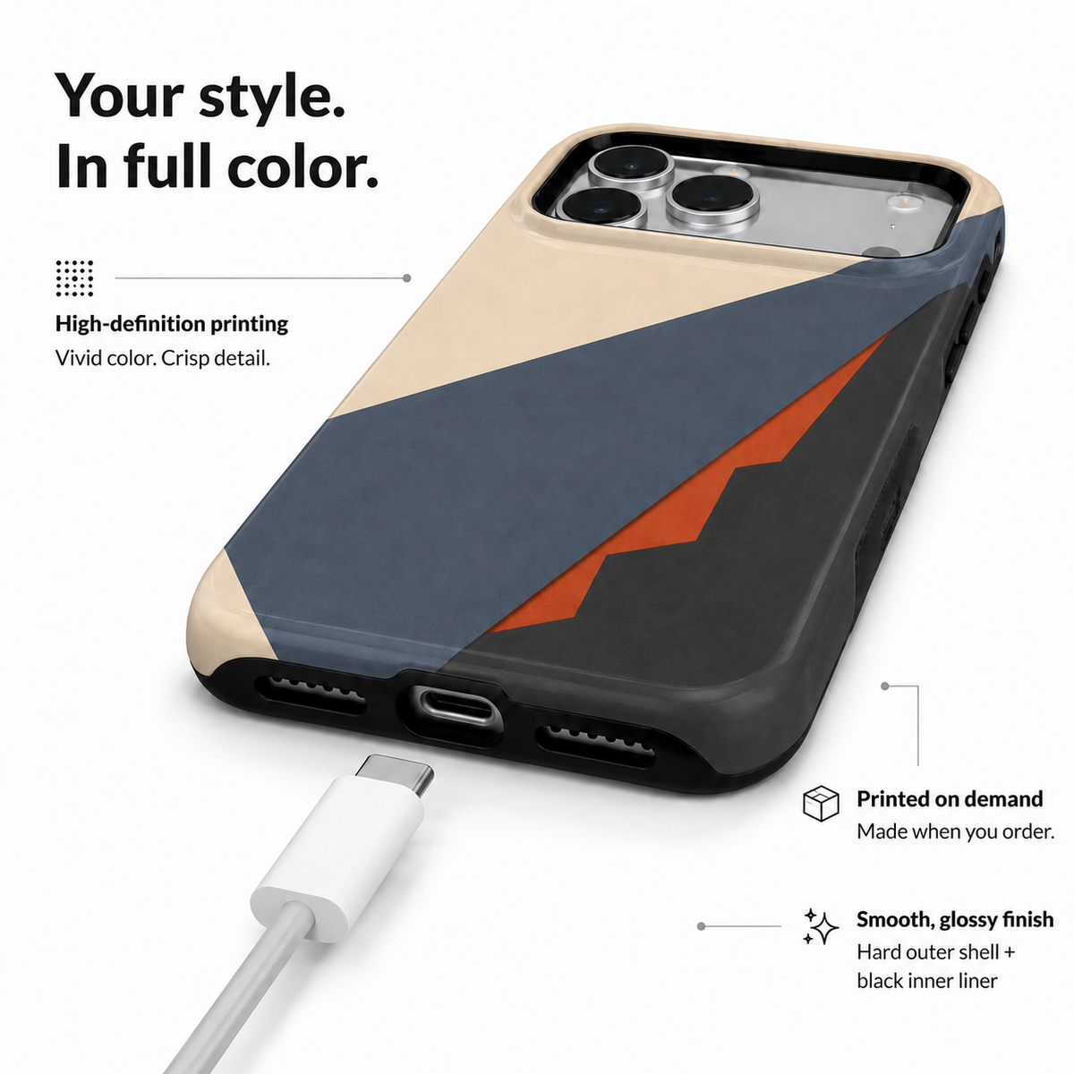 Cut Through | Navy Geometric Phone Case