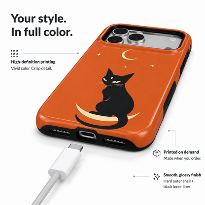 Crescent Cat | Black Cat Halloween Phone Case