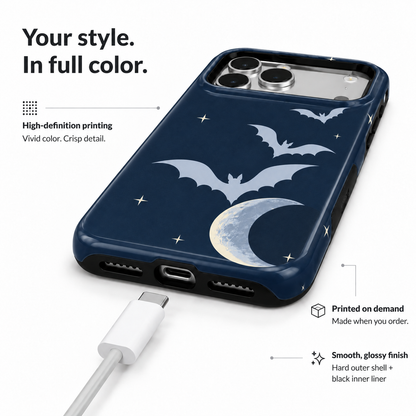 Midnight Flight | Moon & Bats Phone Case