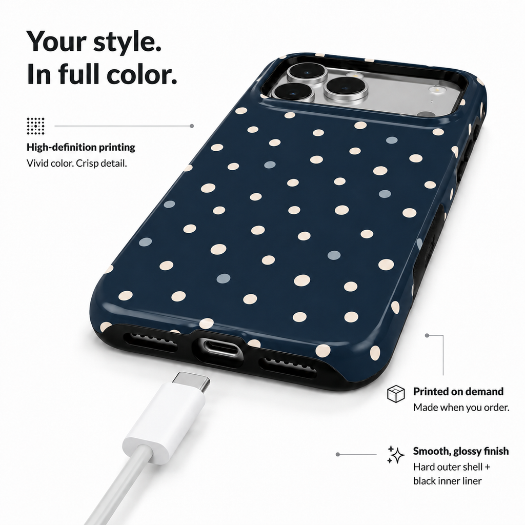 After Dark Dots | Navy Polka Dot Phone Case