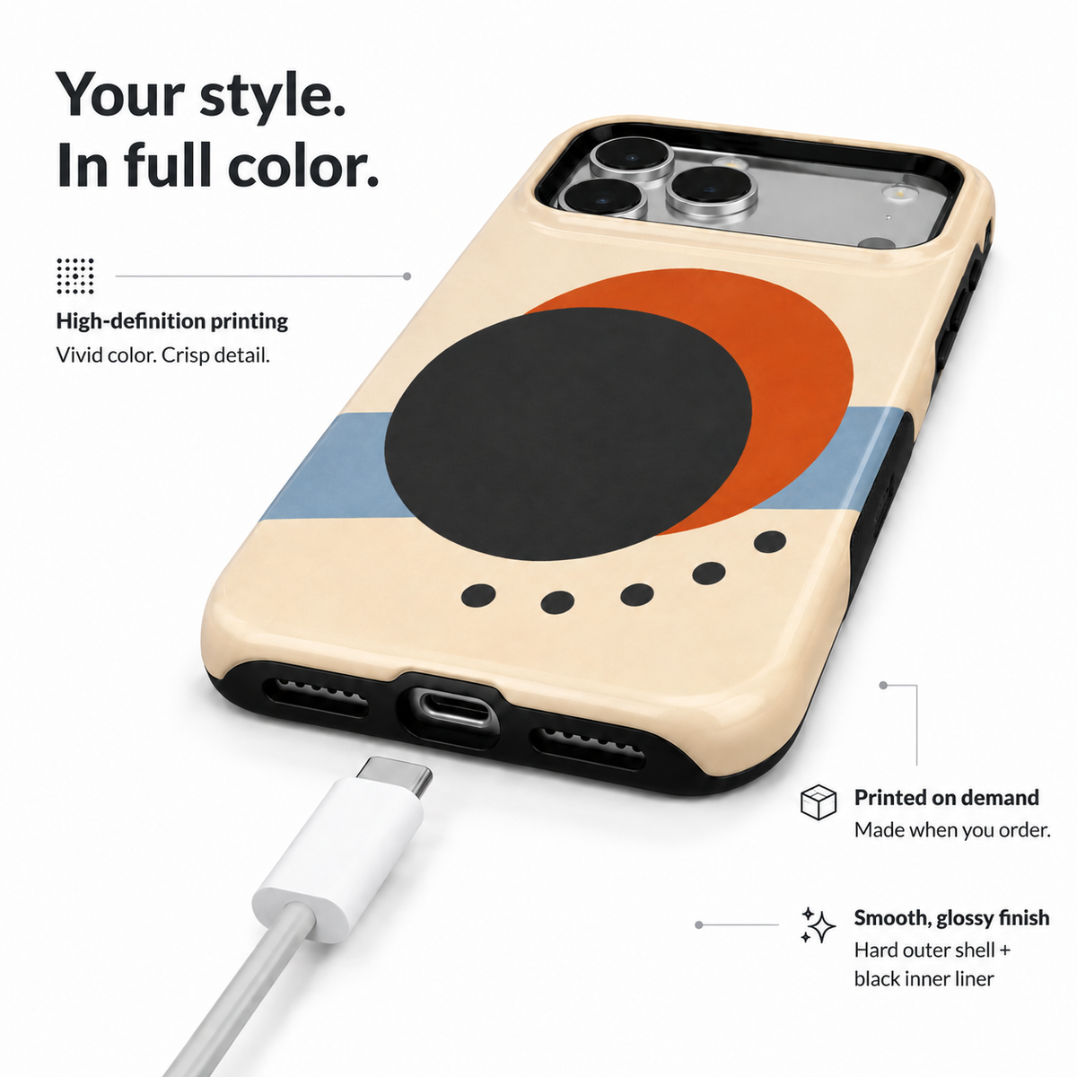 Solar Pair | Orange & Black Abstract Phone Case