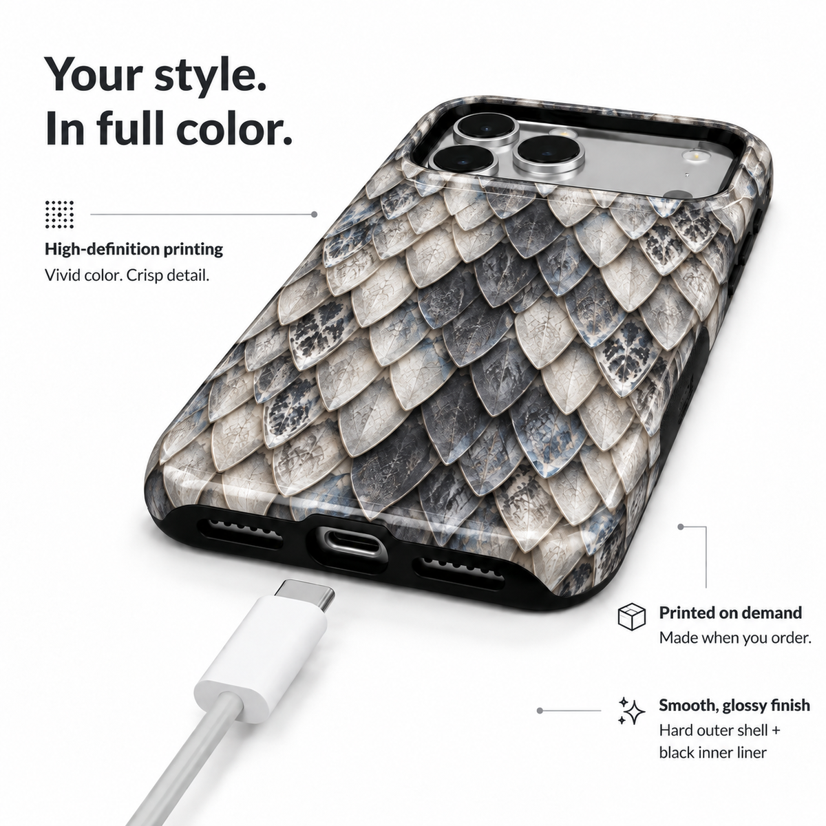 Silver Plume | Layered Scale Phone Case