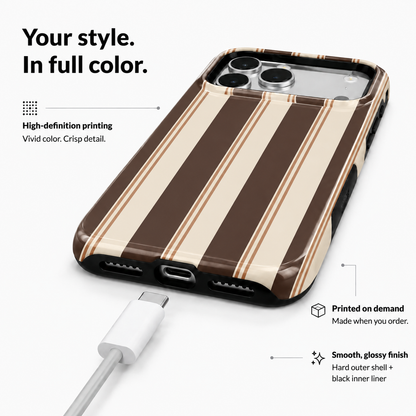 Cocoa Lines | Brown Retro Stripe Phone Case