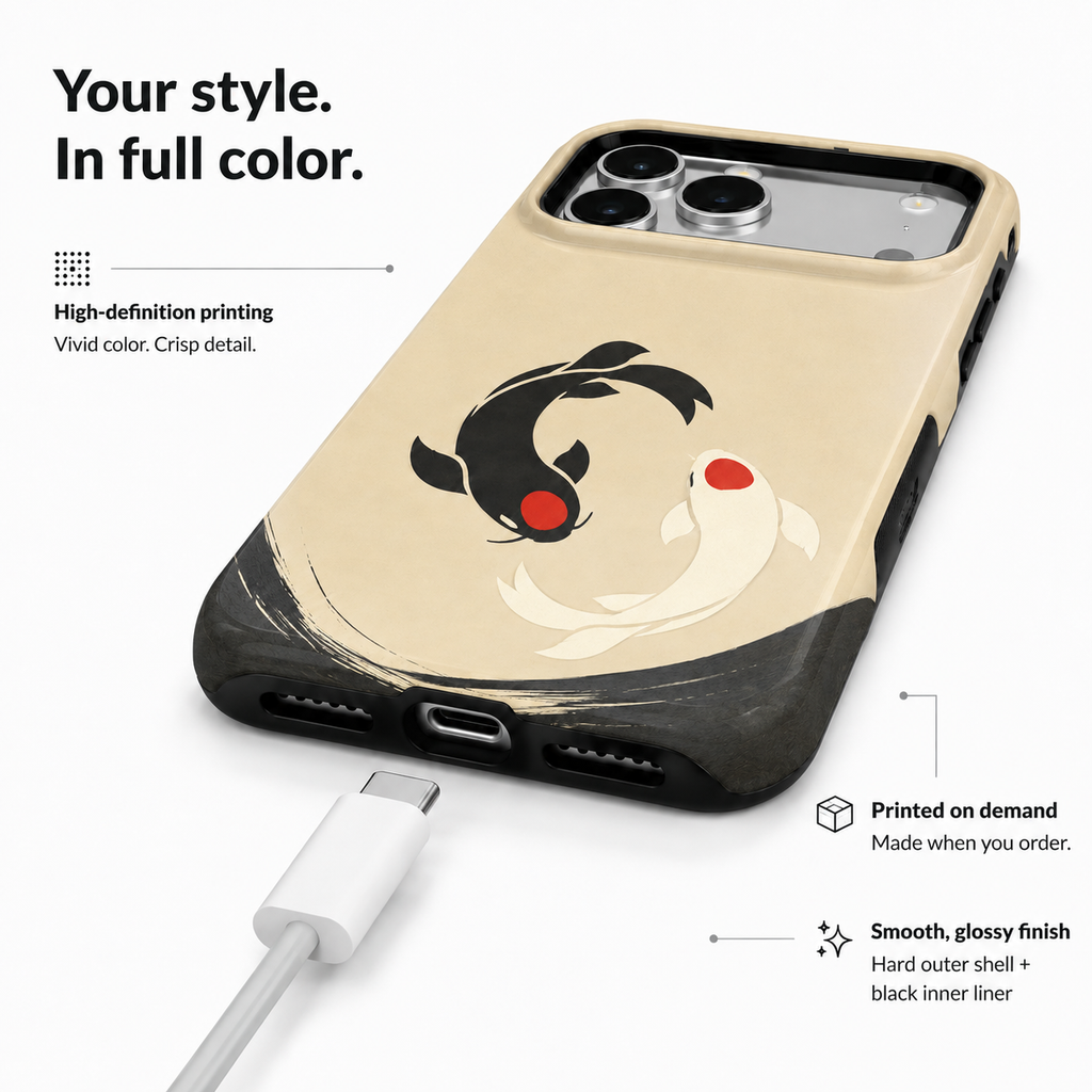 Koi Balance | Black & Ivory Fish Phone Case