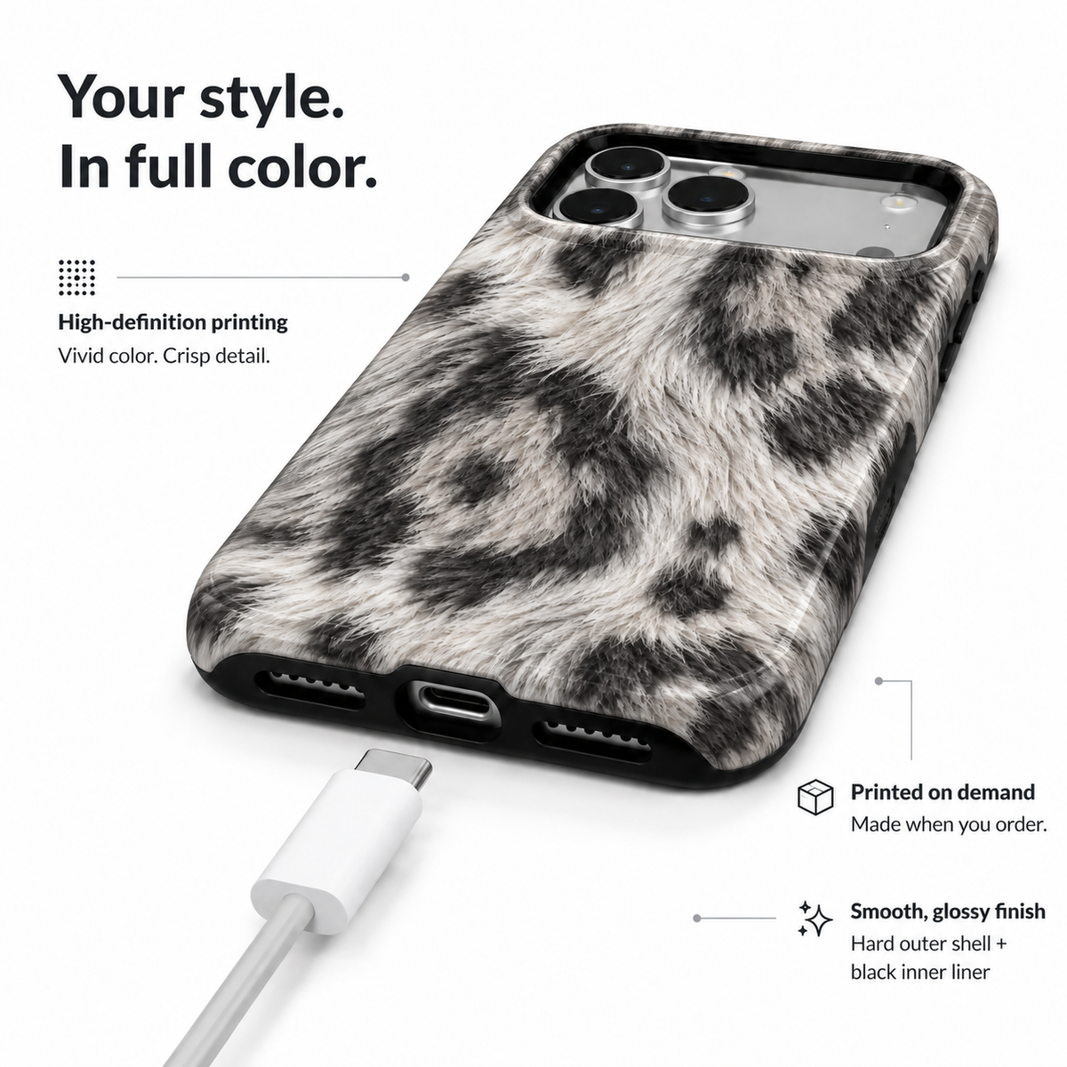 Shadow Pelt | Monochrome Shag Phone Case