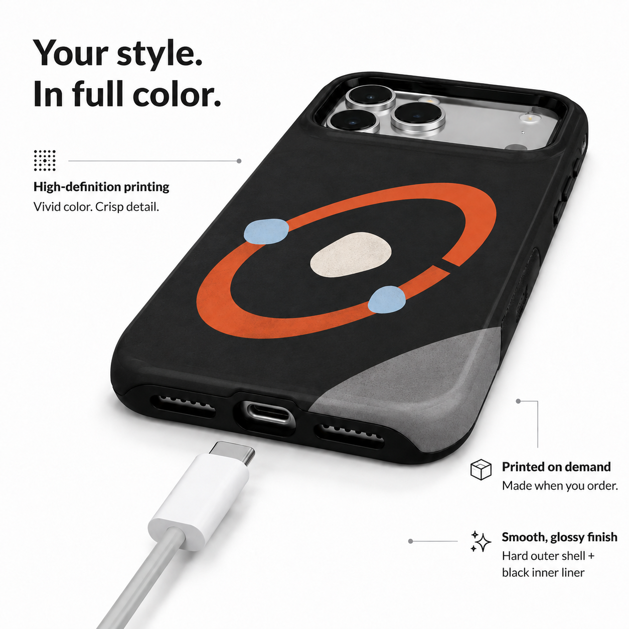 Signal Orbit | Black Abstract Phone Case