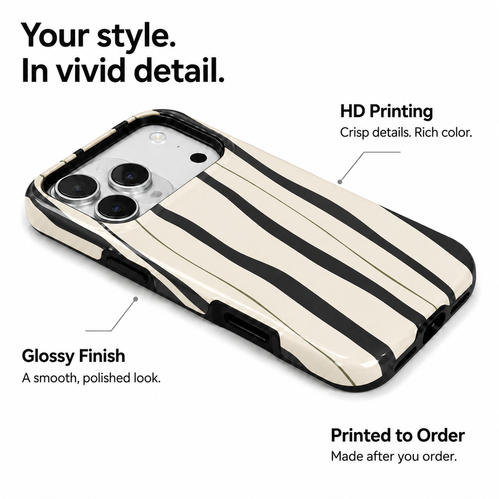 Inkline | Black & Cream Stripe Phone Case
