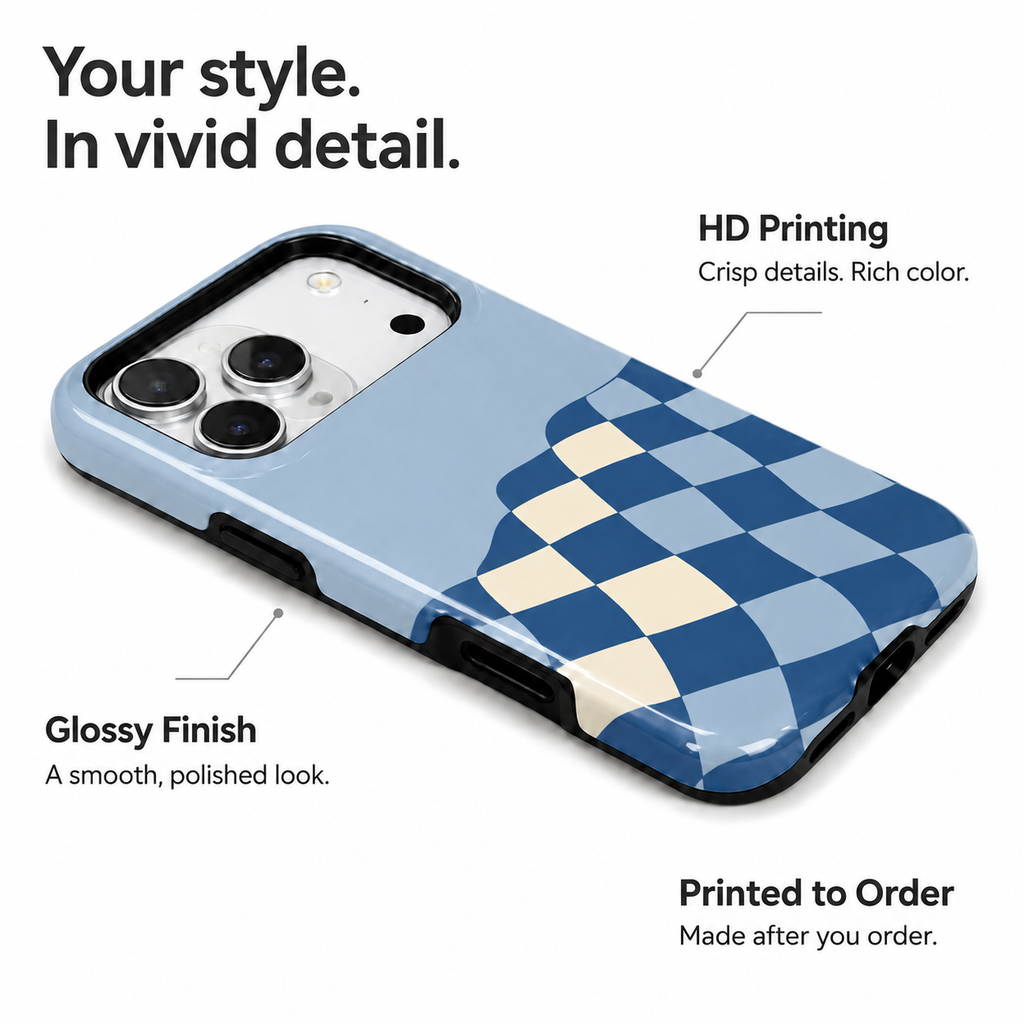 Blue Check Wave | Wavy Checkerboard Phone Case