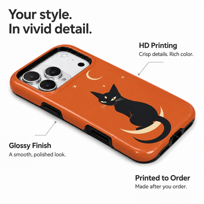 Crescent Cat | Black Cat Halloween Phone Case