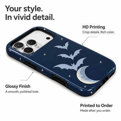 Midnight Flight | Moon & Bats Phone Case
