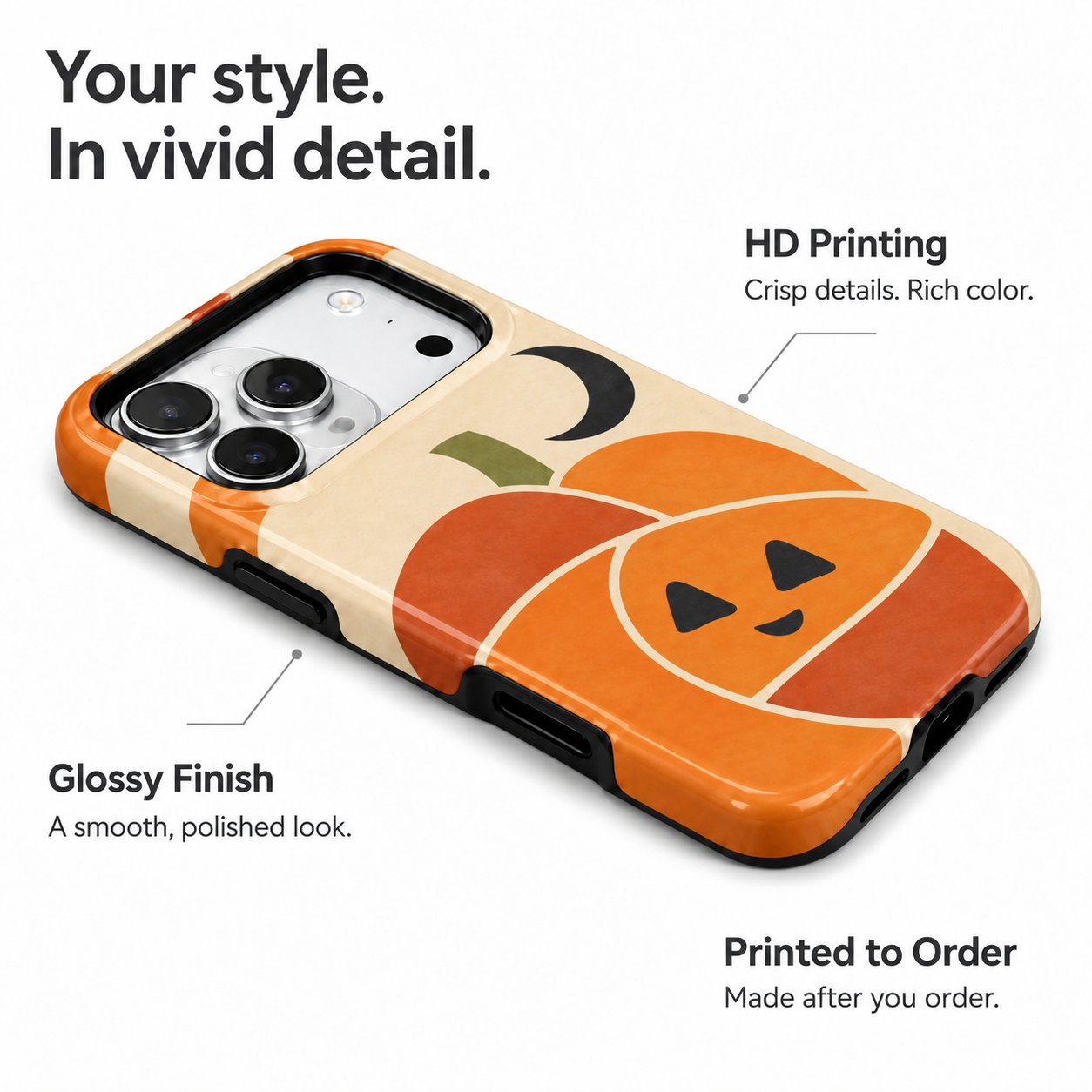 Pumpkin Moon | Geometric Jack-o'-Lantern Phone Case