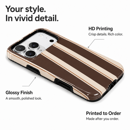 Cocoa Lines | Brown Retro Stripe Phone Case