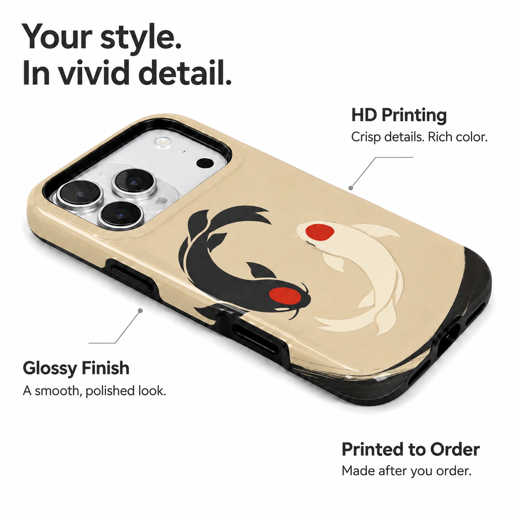 Koi Balance | Black & Ivory Fish Phone Case